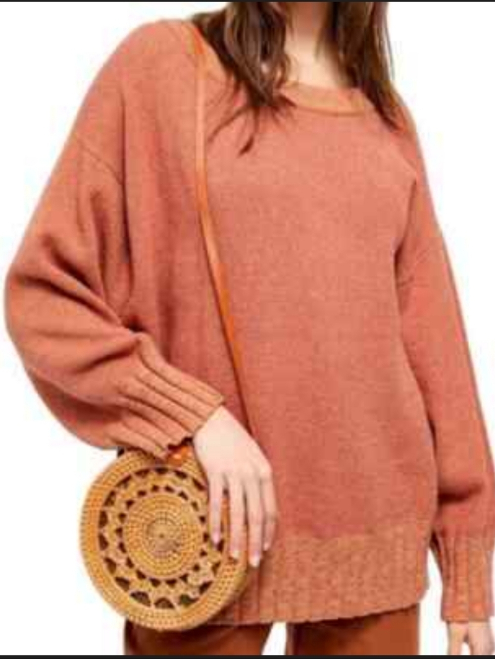 Free People Off-the-Shoulder Oversized Sweater in Dusty Rose_M